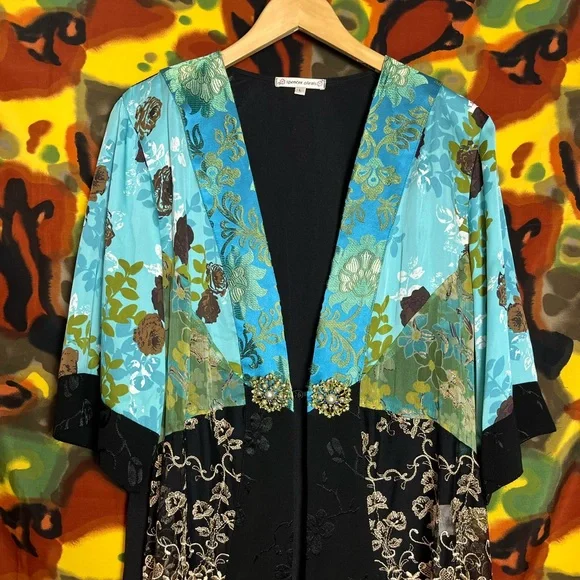 Y2K Spencer Alexis Floral Fairy Lacy Kimono Womens Blouse Size Large - Picture 4 of 13